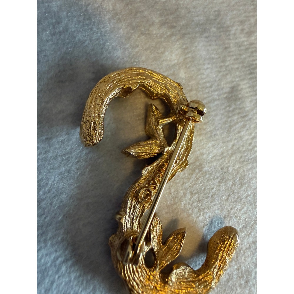 Vintage Sarah Coventry Gold Tone Initial S Branch Leaf Brooch Pin Signed - Picture 4 of 5